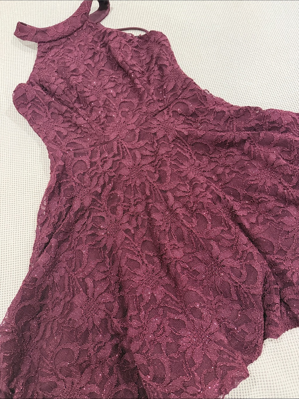 B. Smart Plum Lace Halter Prom Dress